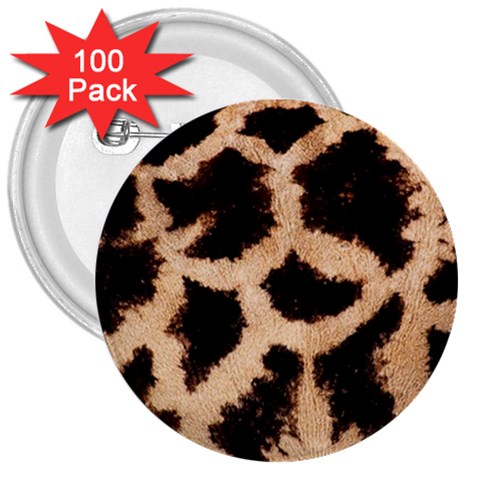 Giraffe Print Dark	 3  Button (100 pack) from ArtsNow.com Front