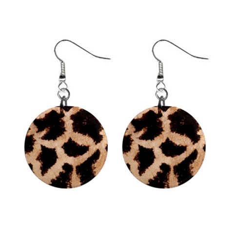 Giraffe Print Dark	 1  Button Earrings from ArtsNow.com Front