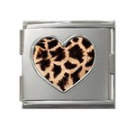 Giraffe Print Dark	 Mega Link Heart Italian Charm (18mm)