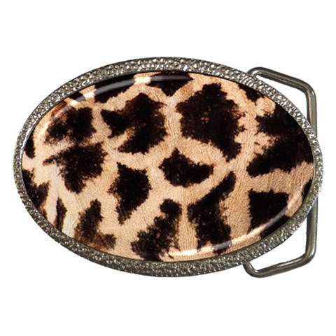 Giraffe Print Dark	 Belt Buckle from ArtsNow.com Front
