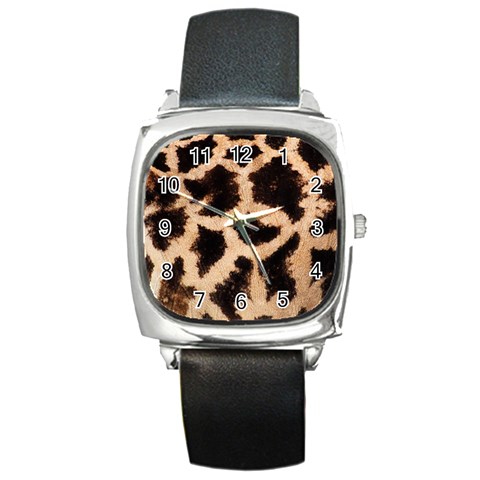 Giraffe Print Dark	 Square Metal Watch from ArtsNow.com Front