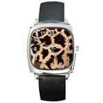 Giraffe Print Dark	 Square Metal Watch