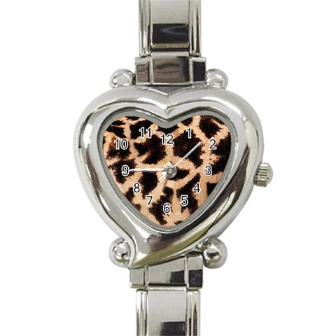 Giraffe Print Dark	 Heart Italian Charm Watch from ArtsNow.com Front