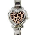 Giraffe Print Dark	 Heart Italian Charm Watch