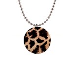 Giraffe Print Dark	 1  Button Necklace