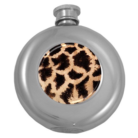 Giraffe Print Dark	 Hip Flask (5 oz) from ArtsNow.com Front