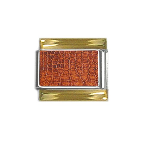 Crocodile Print	 Gold Trim Italian Charm (9mm) from ArtsNow.com Front