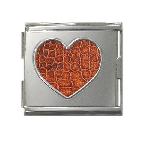 Crocodile Print	 Mega Link Heart Italian Charm (18mm) from ArtsNow.com Front