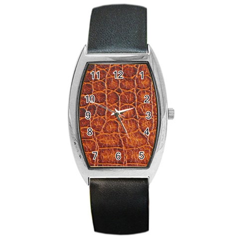 Crocodile Print	 Barrel Style Metal Watch from ArtsNow.com Front