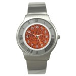 Crocodile Print	 Stainless Steel Watch