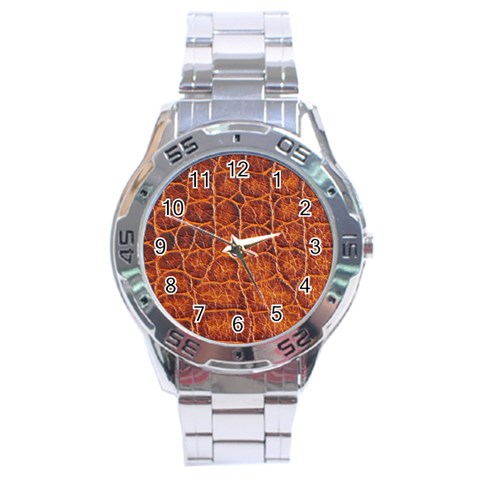 Crocodile Print	 Stainless Steel Analogue Men’s Watch from ArtsNow.com Front
