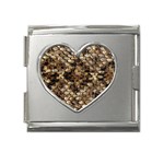 Snake Print	 Mega Link Heart Italian Charm (18mm)