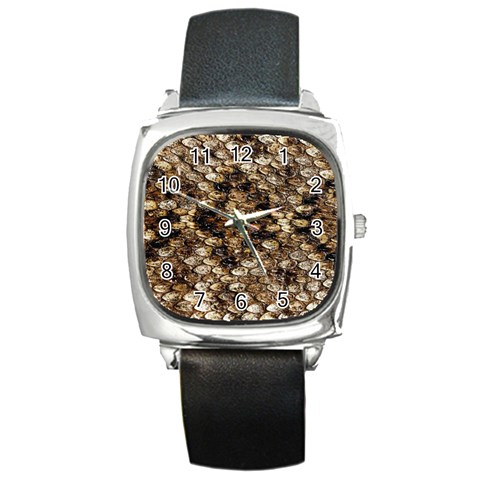 Snake Print	 Square Metal Watch from ArtsNow.com Front