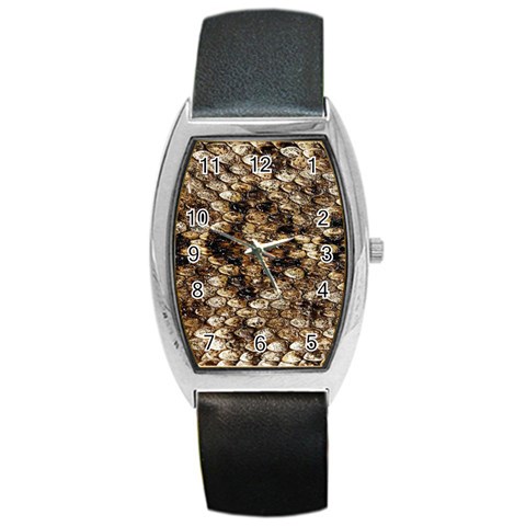 Snake Print	 Barrel Style Metal Watch from ArtsNow.com Front