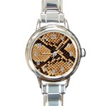 Snake Print Big	 Round Italian Charm Watch