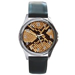 Snake Print Big	 Round Metal Watch