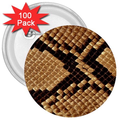 Snake Print Big	 3  Button (100 pack) from ArtsNow.com Front