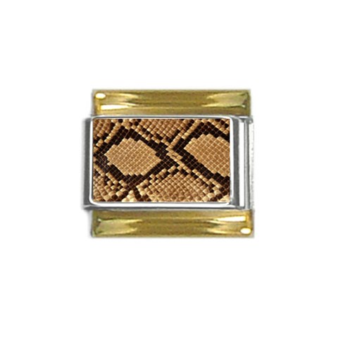 Snake Print Big	 Gold Trim Italian Charm (9mm) from ArtsNow.com Front