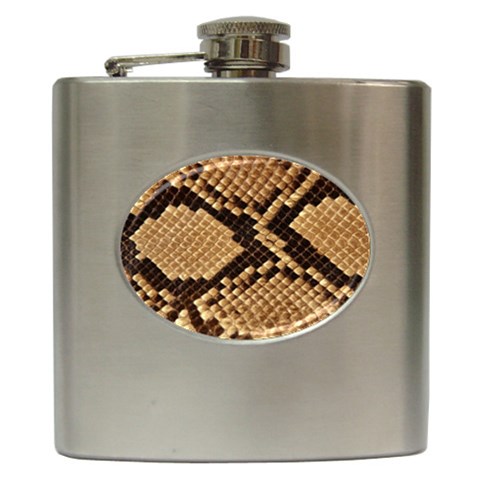 Snake Print Big	 Hip Flask (6 oz) from ArtsNow.com Front