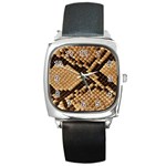 Snake Print Big	 Square Metal Watch