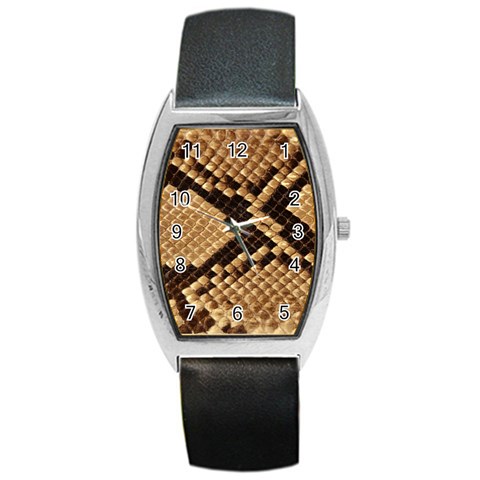 Snake Print Big	 Barrel Style Metal Watch from ArtsNow.com Front