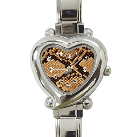 Snake Print Big	 Heart Italian Charm Watch from ArtsNow.com Front