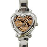 Snake Print Big	 Heart Italian Charm Watch