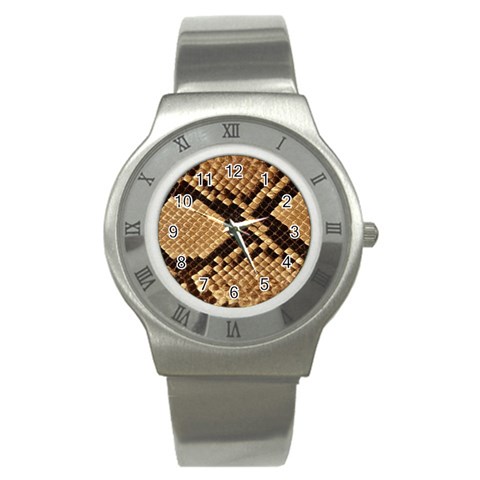 Snake Print Big	 Stainless Steel Watch from ArtsNow.com Front
