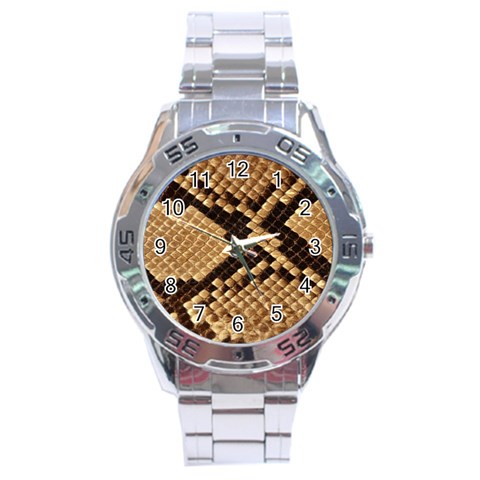 Snake Print Big	 Stainless Steel Analogue Men’s Watch from ArtsNow.com Front