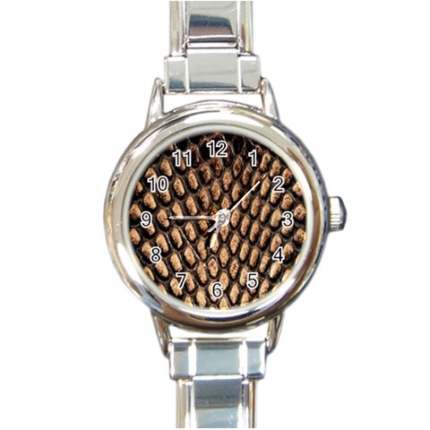 Cobra Print	 Round Italian Charm Watch from ArtsNow.com Front