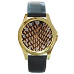 Cobra Print	 Round Gold Metal Watch