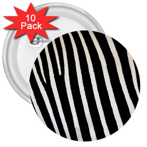 Zebra Print	 3  Button (10 pack) from ArtsNow.com Front
