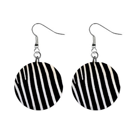 Zebra Print	 1  Button Earrings from ArtsNow.com Front