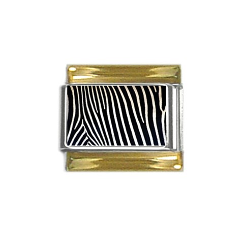 Zebra Print	 Gold Trim Italian Charm (9mm) from ArtsNow.com Front
