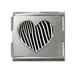 Zebra Print	 Mega Link Heart Italian Charm (18mm)