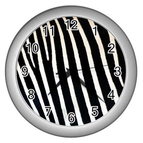 Zebra Print	 Wall Clock (Silver) from ArtsNow.com Front