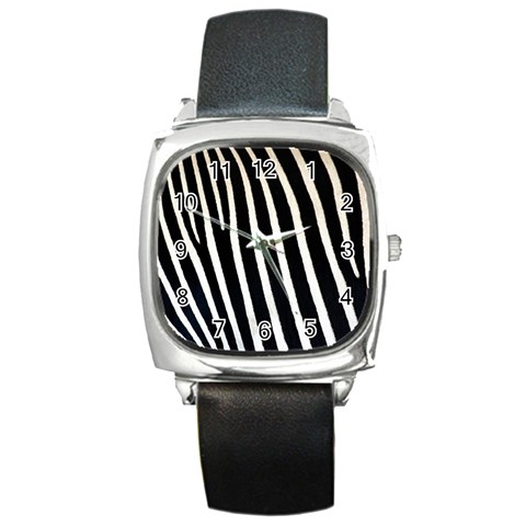 Zebra Print	 Square Metal Watch from ArtsNow.com Front