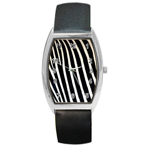 Zebra Print	 Barrel Style Metal Watch from ArtsNow.com Front