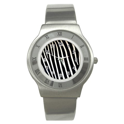Zebra Print	 Stainless Steel Watch from ArtsNow.com Front