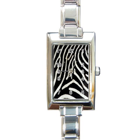 Zebra Print Big	 Rectangular Italian Charm Watch from ArtsNow.com Front