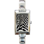 Zebra Print Big	 Rectangular Italian Charm Watch