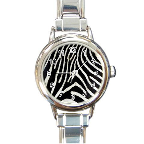 Zebra Print Big	 Round Italian Charm Watch from ArtsNow.com Front