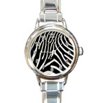 Zebra Print Big	 Round Italian Charm Watch