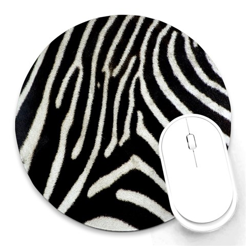 Zebra Print Big	 Round Mousepad from ArtsNow.com Front