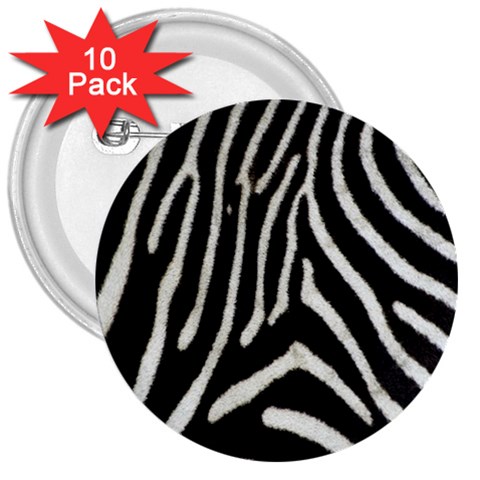 Zebra Print Big	 3  Button (10 pack) from ArtsNow.com Front