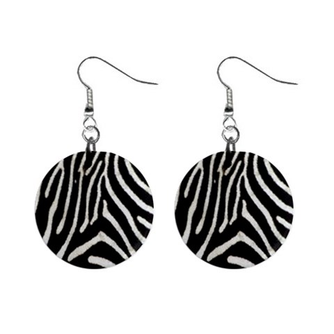Zebra Print Big	 1  Button Earrings from ArtsNow.com Front