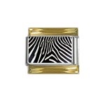 Zebra Print Big	 Gold Trim Italian Charm (9mm)