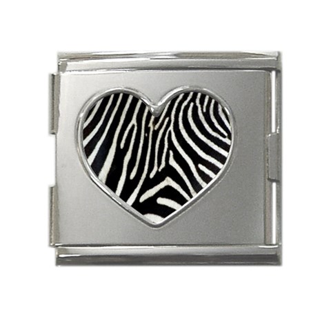 Zebra Print Big	 Mega Link Heart Italian Charm (18mm) from ArtsNow.com Front
