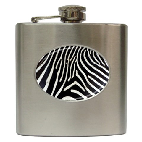 Zebra Print Big	 Hip Flask (6 oz) from ArtsNow.com Front