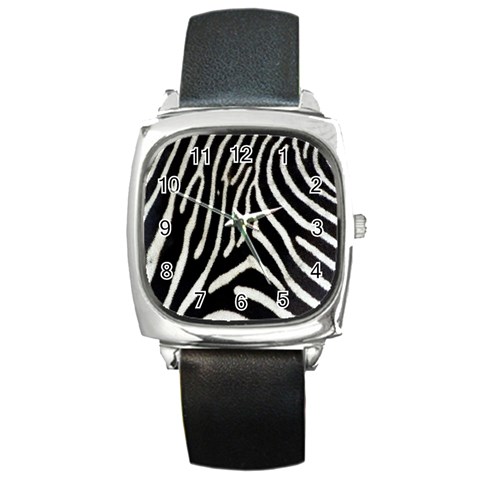 Zebra Print Big	 Square Metal Watch from ArtsNow.com Front